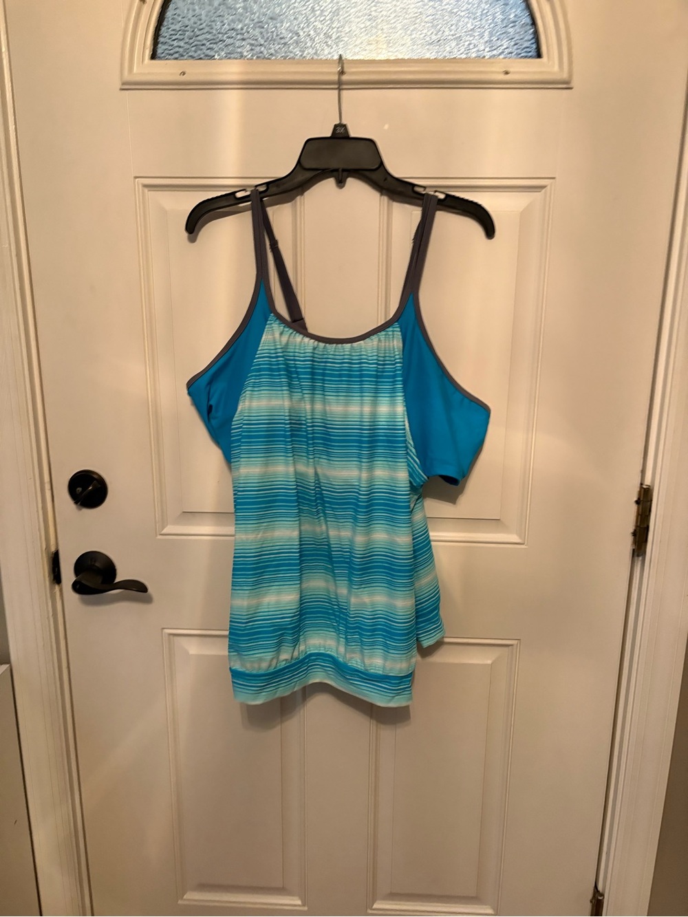 Free Country Turquoise Blue Striped Swim Tankini